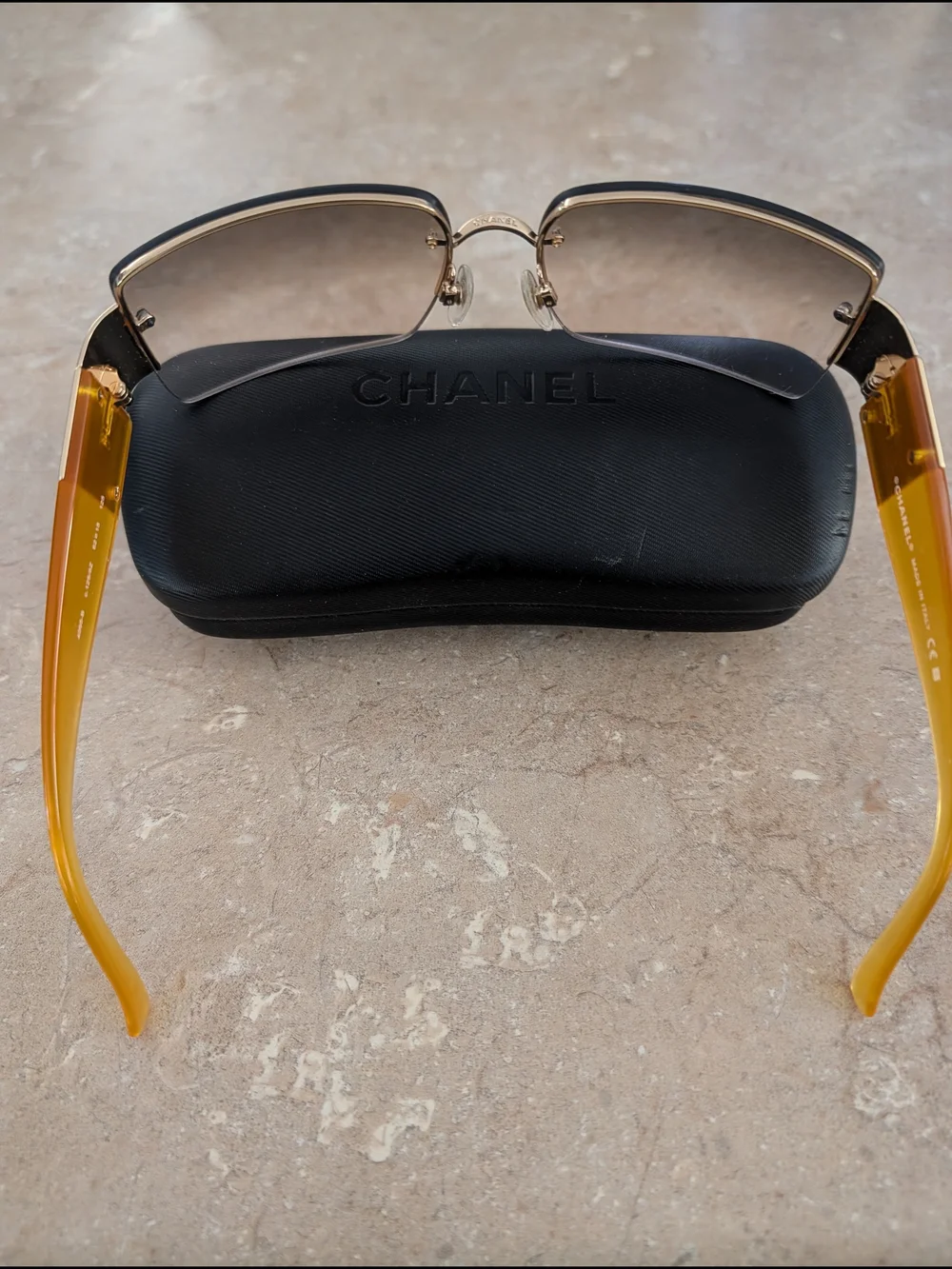 CHANEL RARE Vintage Crystal Diamanté CC Sunglasses / Orange 4095-B Made in Italy